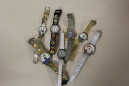 A BAG OF COMICAL WATCHES, MICKEY MOUSE, SNOOPY, GARFIELD ETC.