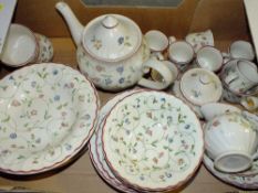 A TRAY OF STAFFORDSHIRE OAKWOOD TEA AND DINNER WARE
