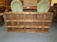 A VINTAGE SET OF PIGEON HOLES, W 130 CM