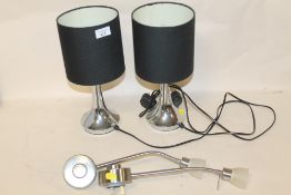 A PAIR OF MODERN TOUCH LAMPS AND A PAIR OF SOCKET LIGHTS