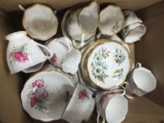 A BOX OF ROYAL STANDARD AND ROSINA FLORAL CHINA