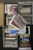 FOUR BOXES OF VINTAGE AND MODERN UNUSED POSTCARDS