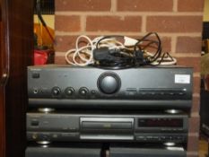 A TECHNICS SU-V300M2 AMPLIFIER TOGETHER WITH A TECHNICS SL-PG490 CD PLAYER