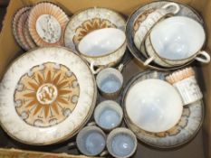 A SMALL TRAY OF ORIENTAL EGGSHELL TEA AND COFFEE WARE