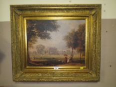 A MODERN GILT FRAMED PICTURE OF A CLASSICAL STATELY HOME 40 X 50 CM