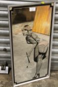 A 1970'S ASPELL SAGGERS & CO LTD PRINTED WALL MIRROR, OVERALL H 62 CM BY 31 CM