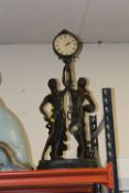 A LARGE MODERN RESIN JULIANA FIGURATIVE MANTEL CLOCK, OVERALL HEIGHT 80 CM