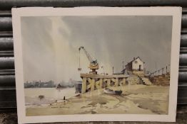 SYDNEY VALE (b.1916). Thames scene at Bugsby's Reach with shipping and docks, signed and dated