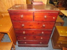 A LARGE PINE SIX DRAWER CHEST, W 92 CM