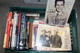 A BOX OF BOOKS TO INCLUDE MUSICAL INTEREST (PLASTIC TRAY NOT INCLUDED)