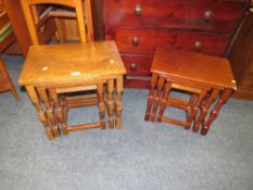 TWO MODERN NESTS OF TABLES, A/F - GENERAL MARKS AND SCRATCHES