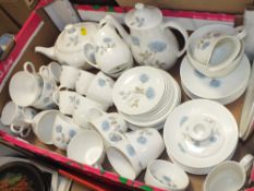A TRAY OF WEDGWOOD ICE ROSE CHINA TO INCLUDE TEA AND COFFEE POTS