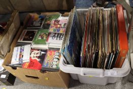 A BOX OF LP RECORDS TOGETHER WITH A BOX OF CDS