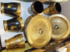 A COLLECTION OF EASTERN STYLE LACQUER WARE CUPS AND PLATES