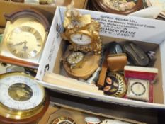 A BOX OF COLLECTABLES TO INCLUDE VINTAGE BINOCULARS, CIGARETTE CARDS ETC