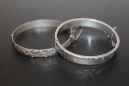 TWO SILVER BANGLES - APPROX 40.2 G
