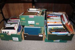 FIVE TRAYS OF MOSTLY MODERN HARDBACK BOOKS