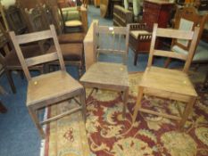 THREE MIXED TRADITIONAL ANTIQUE DINING CHAIRS
