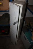 A HEAVY DUTY STEEL GUN CABINET PAINTED WHITE