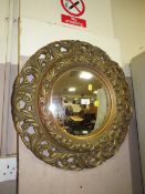 A GILT FRAMED CONVEX WALL MIRROR - OVERALL DIA. 56 CM