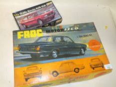 A BOXED VINTAGE FROG MOTORISED FORD CORTINA TOGETHER WITH A HELLER ALFA ROMEO MODEL CAR
