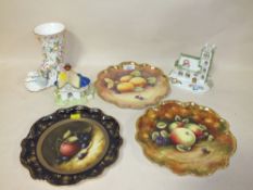 THREE HAND PAINTED FRUIT PATTERN COALPORT CABINET PLATES, SIGNED M. HARNETT AND A. GOODWIN (TWO