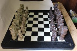 A MODERN RESIN CHESS SET