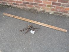 A VINTAGE LAUNDRY DRYER WITH PULLEYS ETC.