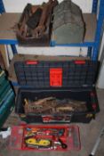 TWO TOOL BOXES PLUS CONTENTS TOGETHER WITH A TRAY OF TOOLS ETC