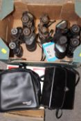 FIVE PAIRS OF VINTAGE BINOCULARS TO INCLUDE TASCO EXAMPLES