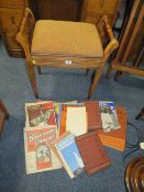 AN EDWARDIAN STRIPPED PIANO STOOL