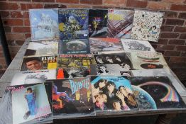 A COLLECTION OF LP RECORDS TO INCLUDE THE BEATLES, ROLLING STONES, LED ZEPPLIN, IRON MAIDEN ETC