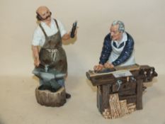 TWO ROYAL DOULTON FIGURES, BLACKSMITH HN2782 AND THE CARPENTER HN2678