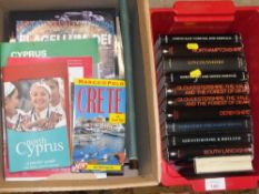 TWO BOXES OF TRAVEL RELATED BOOKS ETC