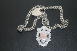 A SILVER FOB BRACELET - APPROX 34 G