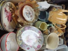 A TRAY OF ASSORTED CERAMICS TO INCLUDE A SET OF TWELVE ROYAL WORCESTER FLOWER FAIRIES COLLECTORS