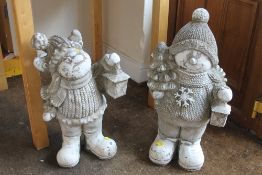 TWO CHRISTMAS THEMED GARDEN FIGURES, TALLEST H 63 CM