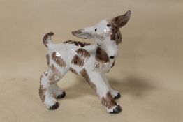 A VINTAGE / RETRO STYLE AUSTRIAN LEOPOLD ANZENGRUBER (KERAMIC WIEN) POTTERY FIGURE OF A KID GOAT,