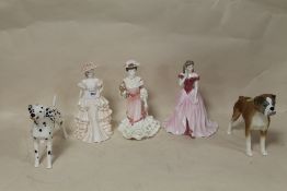 THREE COALPORT FIGURINES CONSISTING OF 'GOLDEN AGE GEORGINA', 'CAFE ROYAL' AND SARAH, TOGETHER