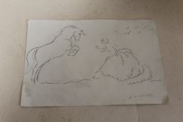ANNA KATRINA ZINKEISON (1901-1976). Study of a horse and a lady in elegant dress, signed lower
