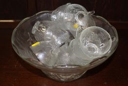 A GLASS PUNCH BOWL SET
