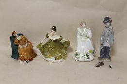 THREE ROYAL DOULTON FIGURINES TO INCLUDE ROMANCE HN2430, LYNNE HN2329 AND JANUARY HN2697 TOGETHER