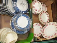 TWO TRAYS OF ASSORTED CHINA TO INCLUDE QUEEN ANNE PRINCESS ROSES, ROYAL DOULTON ETC