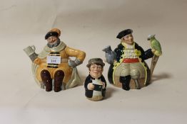 TWO ROYAL DOULTON CHARACTER TEA POTS - LONG JOHN SILVER AND FALSTAFF TOGETHER WITH A ROYAL