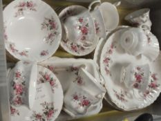 A TRAY OF ROYAL ALBERT LAVENDER ROSE CHINA