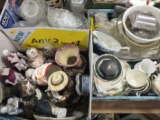 THREE BOXES OF CERAMICS AND GLASSWARE TO INCLUDE A WEDGWOOD BLACK AND GOLD JASPERWARE TRINKET BOX