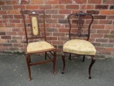 TWO EDWARDIAN UPHOLSTERED BEDROOM CHAIRS
