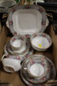 A SMALL BOX OF AYNSLEY FLORAL CHINA, MADE FOR LAWLEY'S, NORFOLK POTTERIES, STOKE