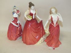 THREE ROYAL DOULTON LADY FIGURES COMPRISING OF STROLLING HN 3755, HELEN HN 3886 AND CHRISTMAS MORN