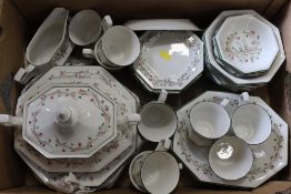 A TRAY OF JOHNSON BROTHERS ETERNAL BEAU CHINA